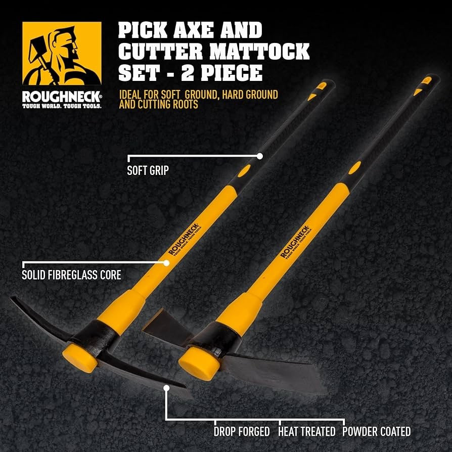 ROUGHNECK Pick Axe & Cutter Mattock - Twin Pack